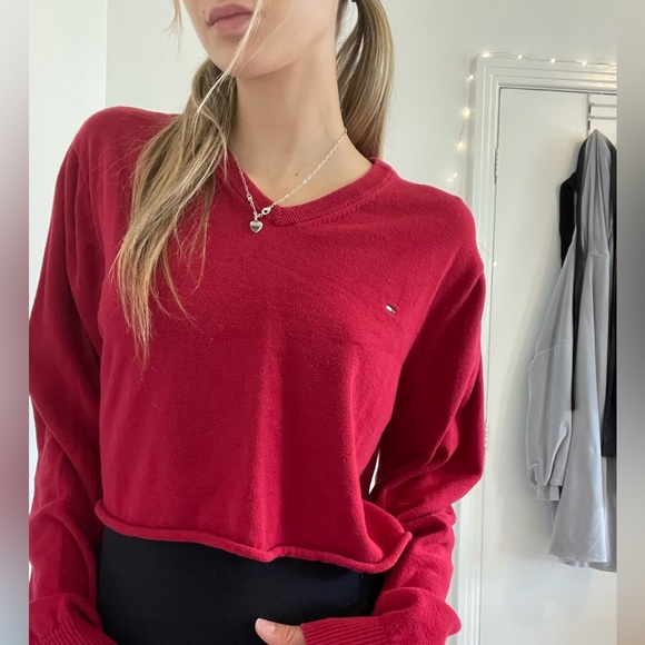 Red crop sweater - Picture 3 of 5